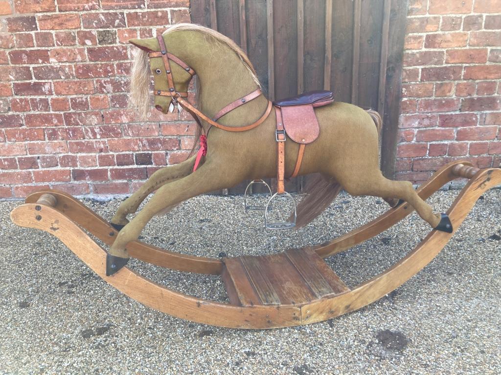 Hide covered Lines bow rocking horse